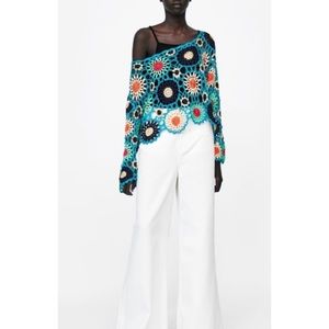 NWT- Zara - Floral Crochet Top
